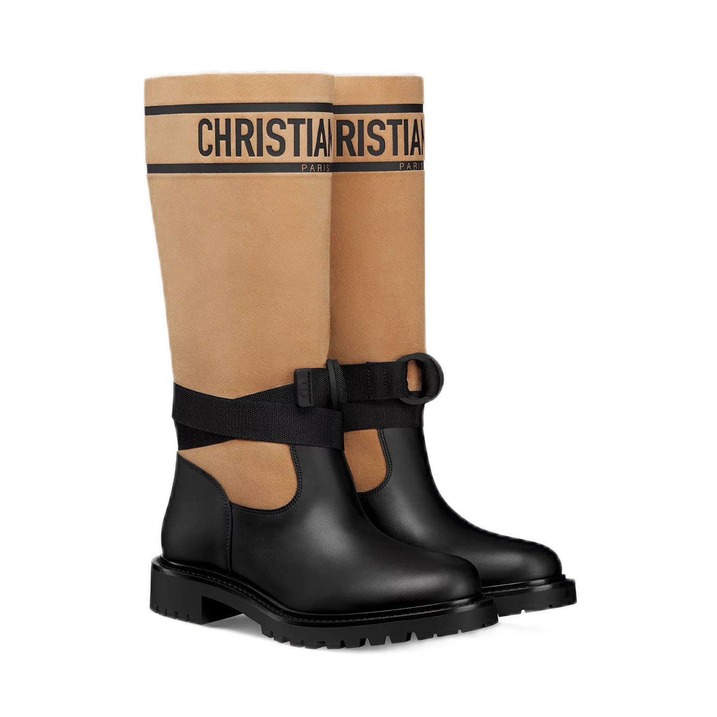Dior Women's Spring/Fall/Winter Leather And Suede Blend Vintage Chunky-Heeled High-Top Boots Casual Long Riding Boots Shoes #81721