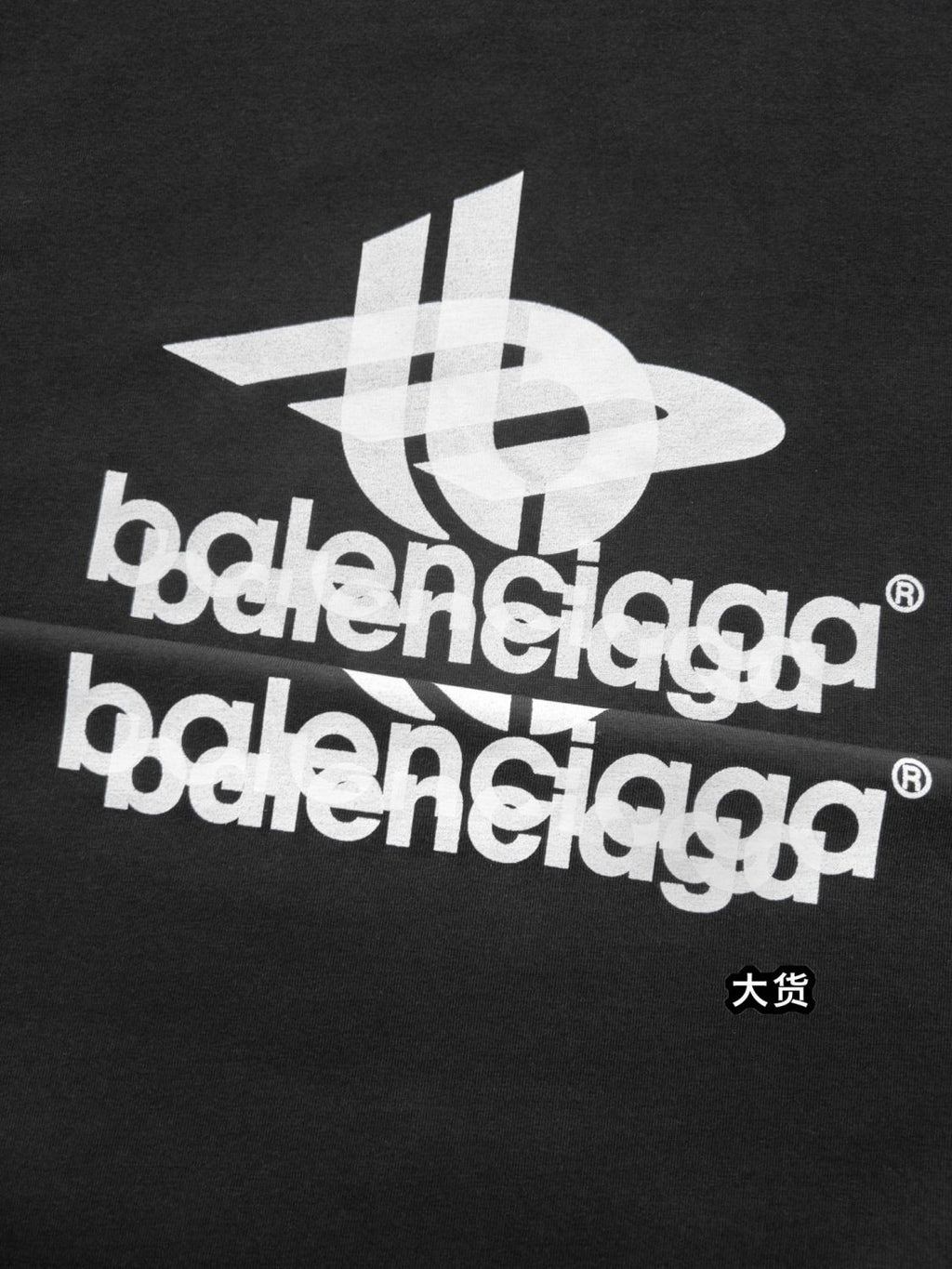 Balenciaga Men's and Women's Summer Letter Printed Cotton Round Neck Black Loose Fit Short Sleeve T-Shirt #98977