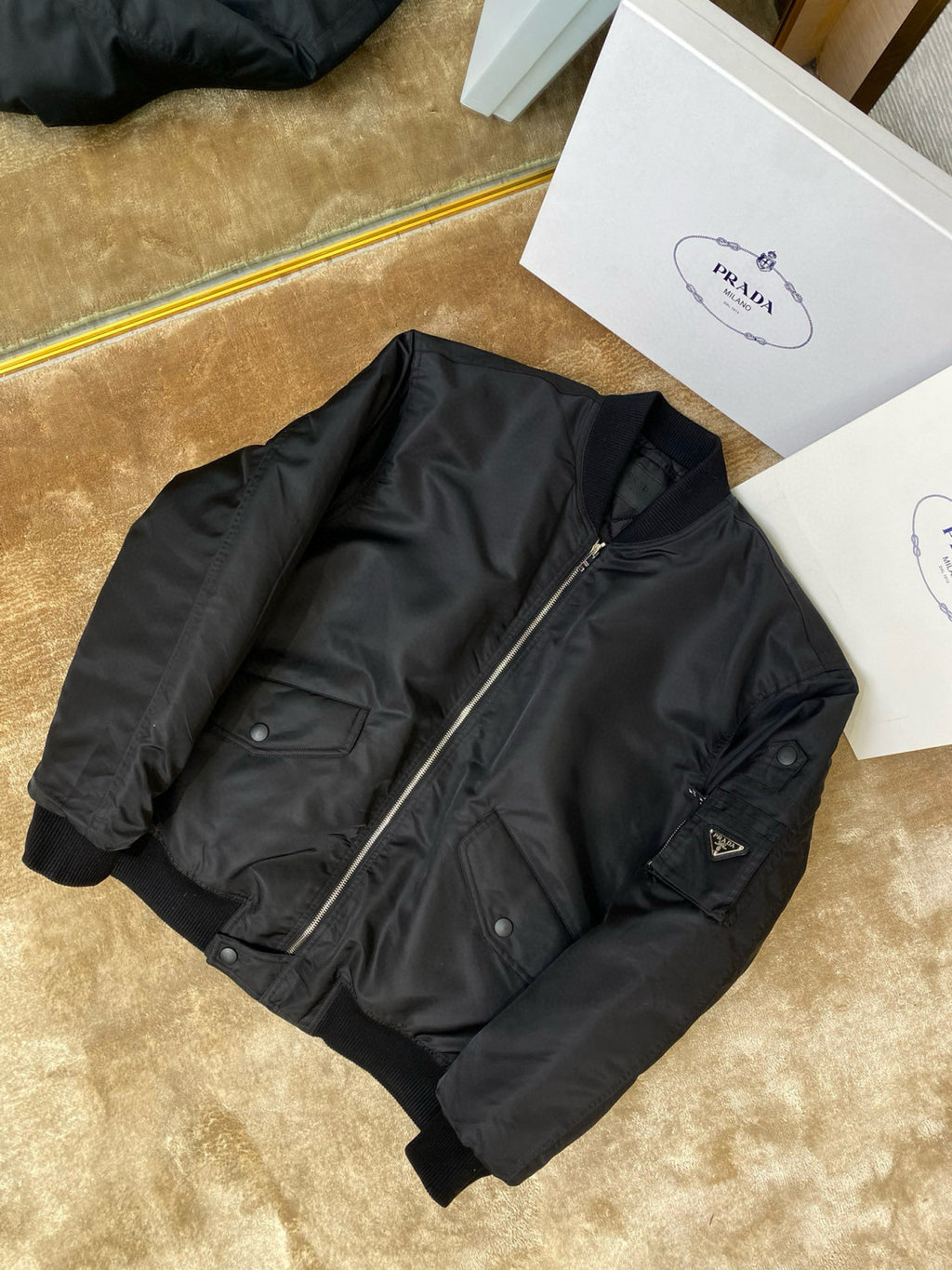 Prada Men's Fall And Winter Recycled Nylon Fabric Zipper Long Sleeve Jacket #75271
