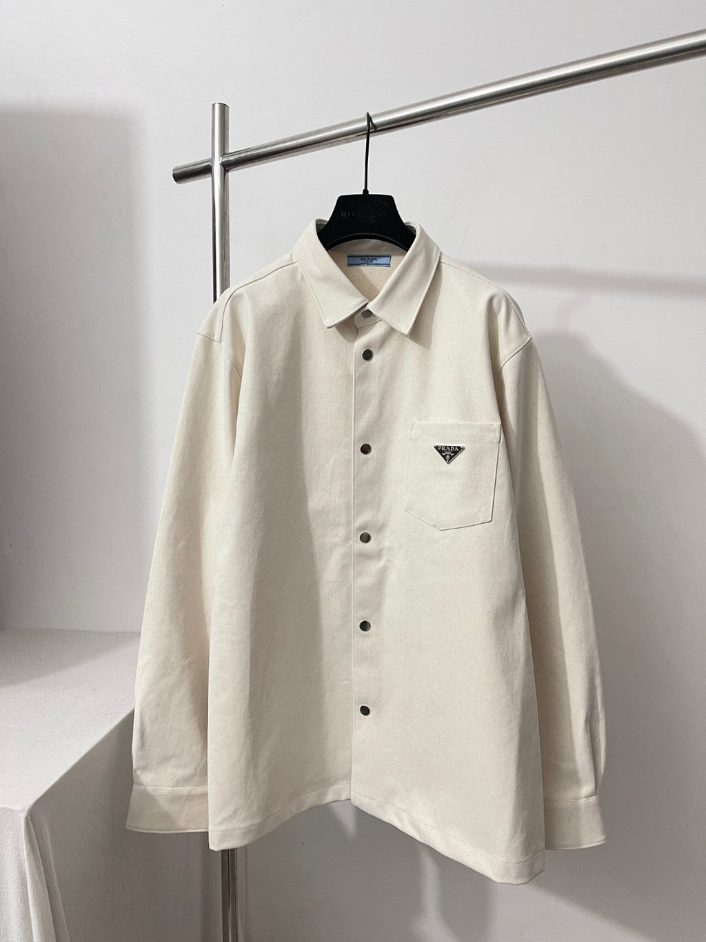 Prada Men's Spring And Fall Solid Color Single Breasted Long Sleeved Denim Shirt Jacket #73899