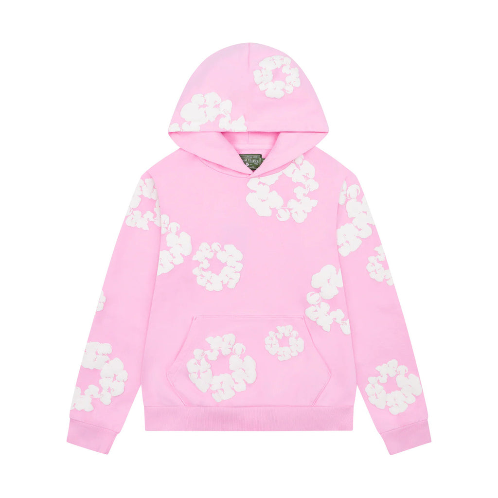Denim Tears Men's And Women's Spring/fall Fashion Trend Solid Color Hooded Pullover Loose Fit Cotton Hoodie With Floral Print European American Style High Street Hip Hop Streetwear Sweatshirt #79535