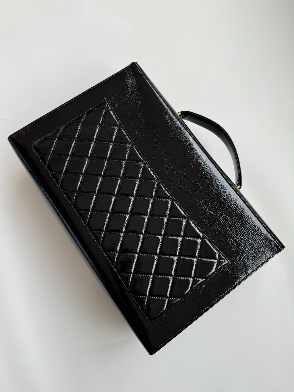 Chanel Advanced Handmade Series Briefcase Patented Wrinkled Lambskin Vintage Buttons #332642