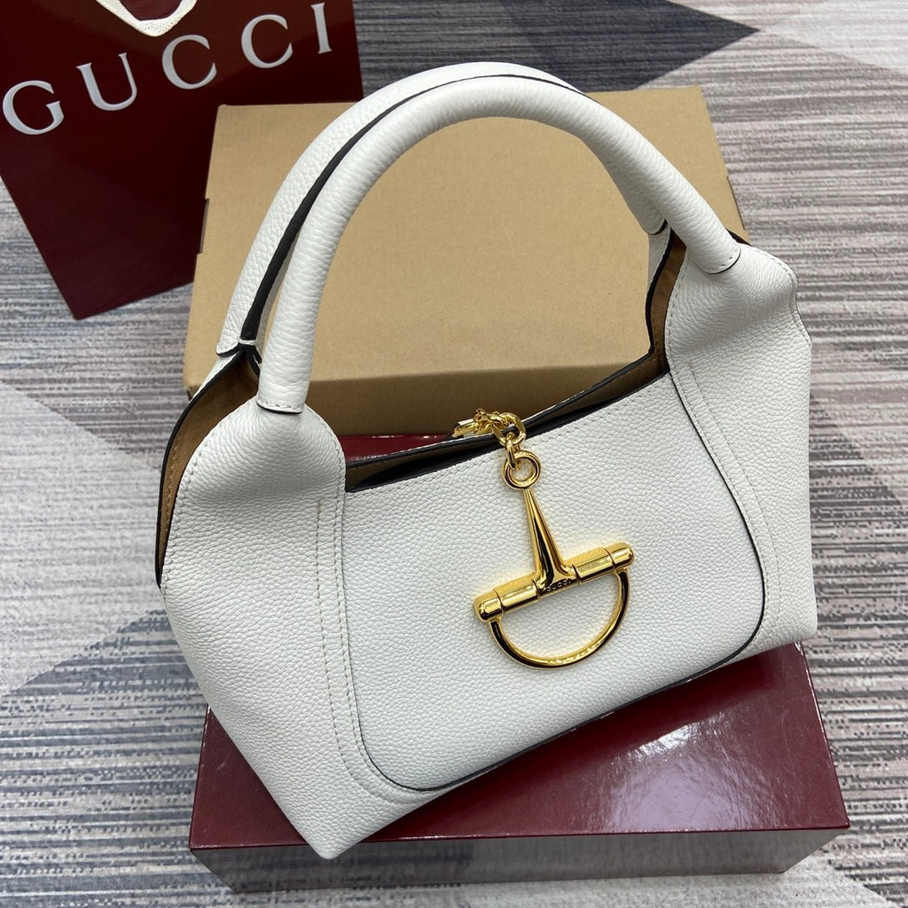 Gucci Softbit Women's Solid Color Horsebit Buckle Leather Tote Shoulder Bag Bags #76194