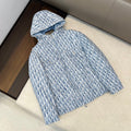 Dior Logo Jacquard Denim Hooded Puffer Down Jacket #96741