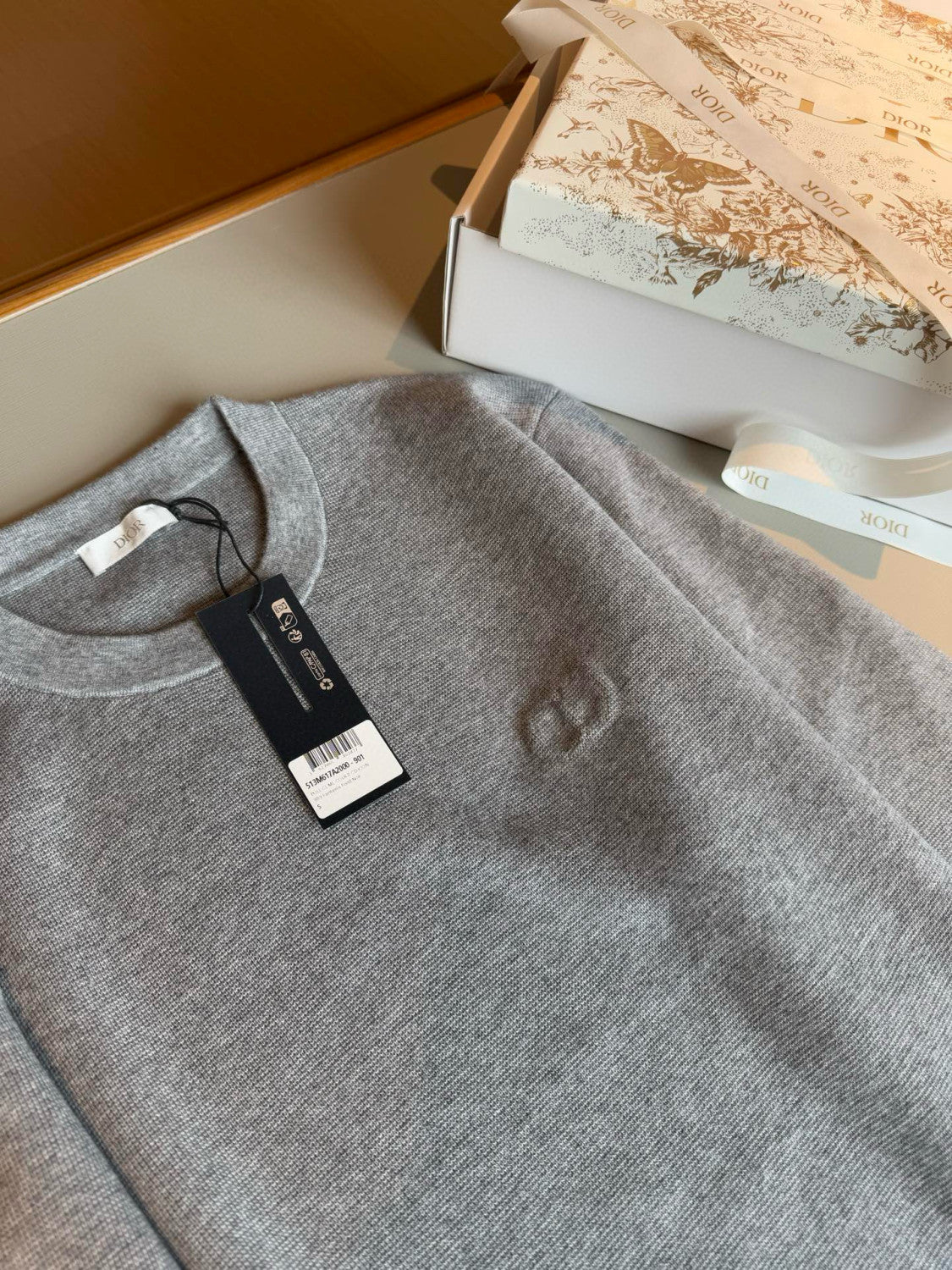 Dior Men's Spring and Autumn Solid Color Round Neck Cotton Wool Long Sleeve Sweater #75515
