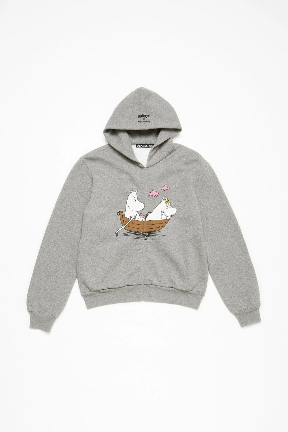 Acne Studios X Moomin Artist Tove Jansson Cartoon Print Fashion Trend Gray Hooded Zipper Sweatshirt  Fall Winter Ngvp #2653