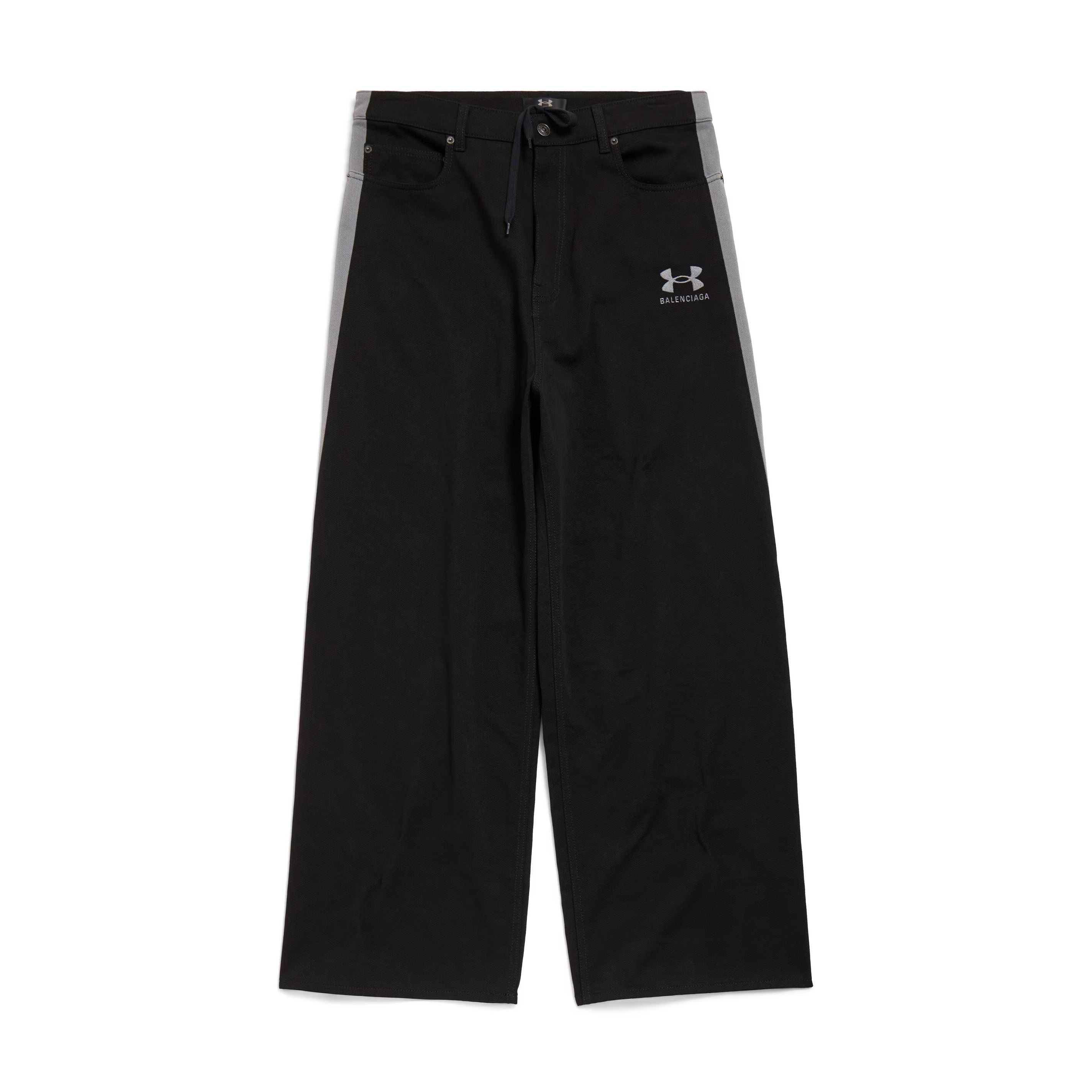 Balenciaga Men's Spring & Autumn Logo Printed Solid Color Lace-Up Mid-Rise Straight Leg Casual Pants #74653