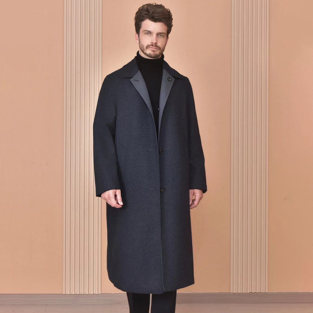 Loro Piana Men's Reversible Double-Faced Coat with Belt. Single-Button Lapel. Long Fit Jacket Ngvp #2336