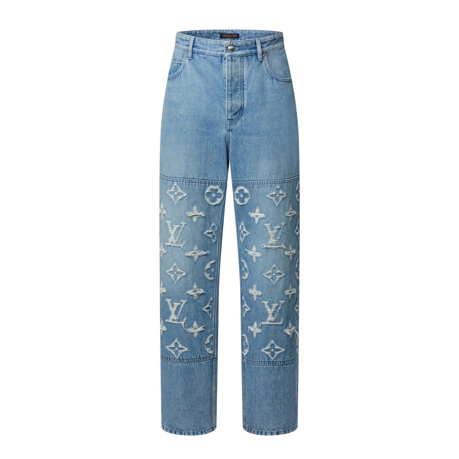 Louis Vuitton Men's Spring And Fall Embroidered Logo Single Breasted Long Sleeved Denim Jacket Mid Rise Jeans Pants Suit Set #74293