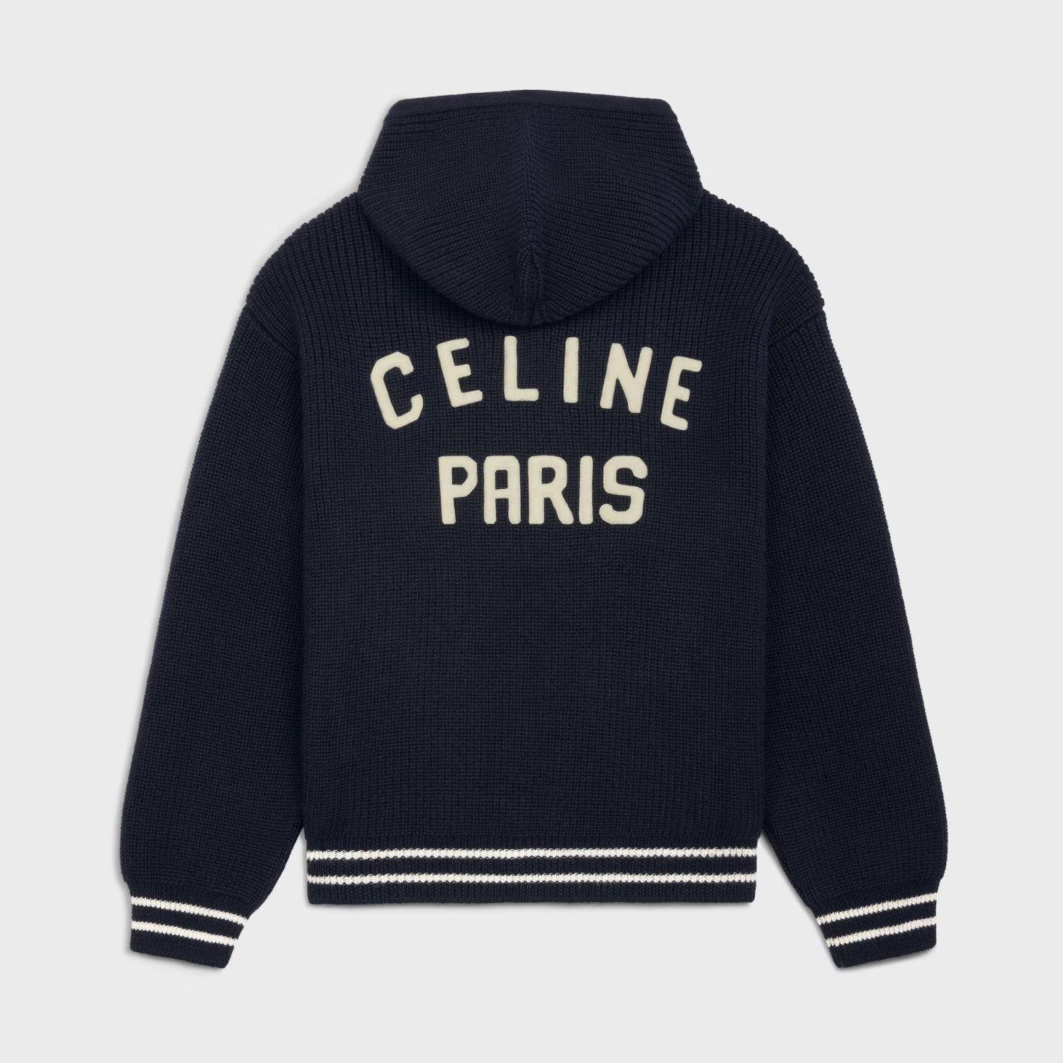 Celine Men's Spring and Autumn Solid Color Knit Hooded Drawstring Zipper Long Sleeve Jacket #75345