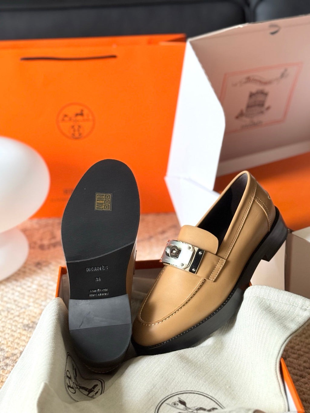 Hermes Hot loafer Beige #334035