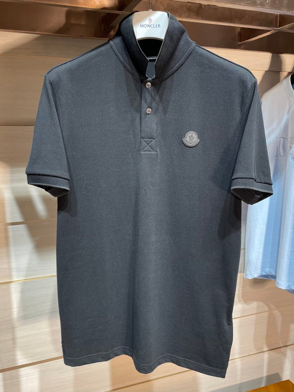 Moncler Men's Summer Solid Color Letter Printed Polo Neck Cotton Short Sleeve T-Shirt #76191