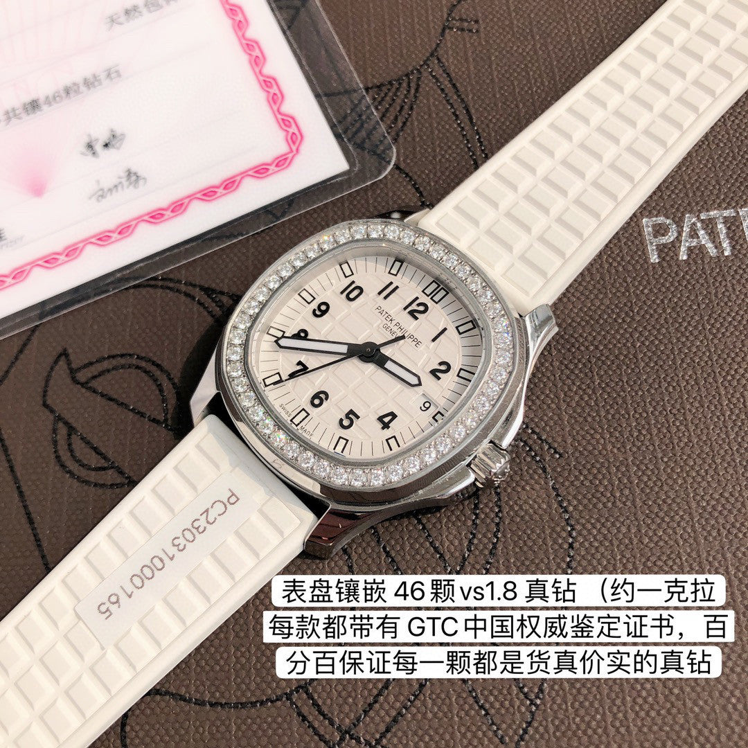 Patek Philippe Mechanical Watches With Diamonds On Silicone Straps Watch #96352