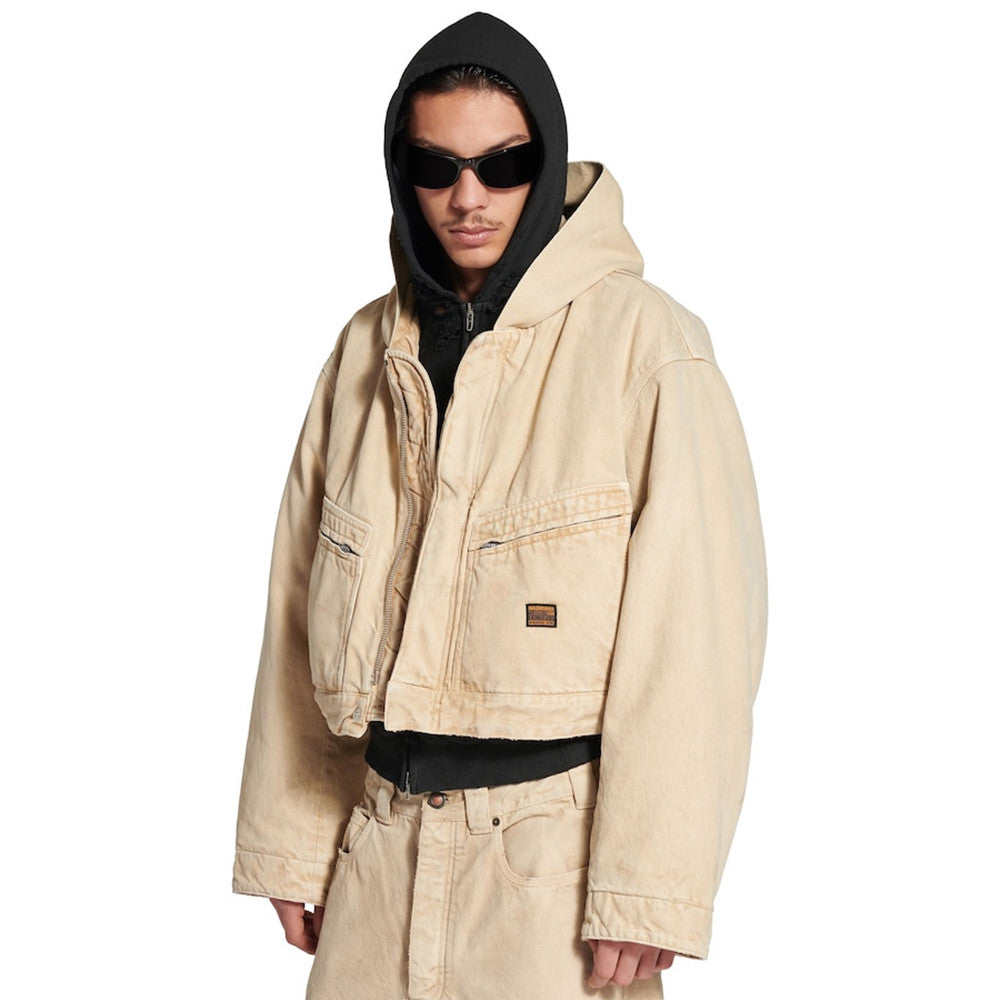 Balenciaga Men's Cropped Hooded Workwear Jacket #375601