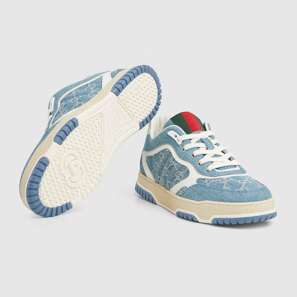 Gucci Re-Web Men's and Women's Alphabet Print Colorblock Leather Low Top Lace Up Casual Sneakers Shoes #77687