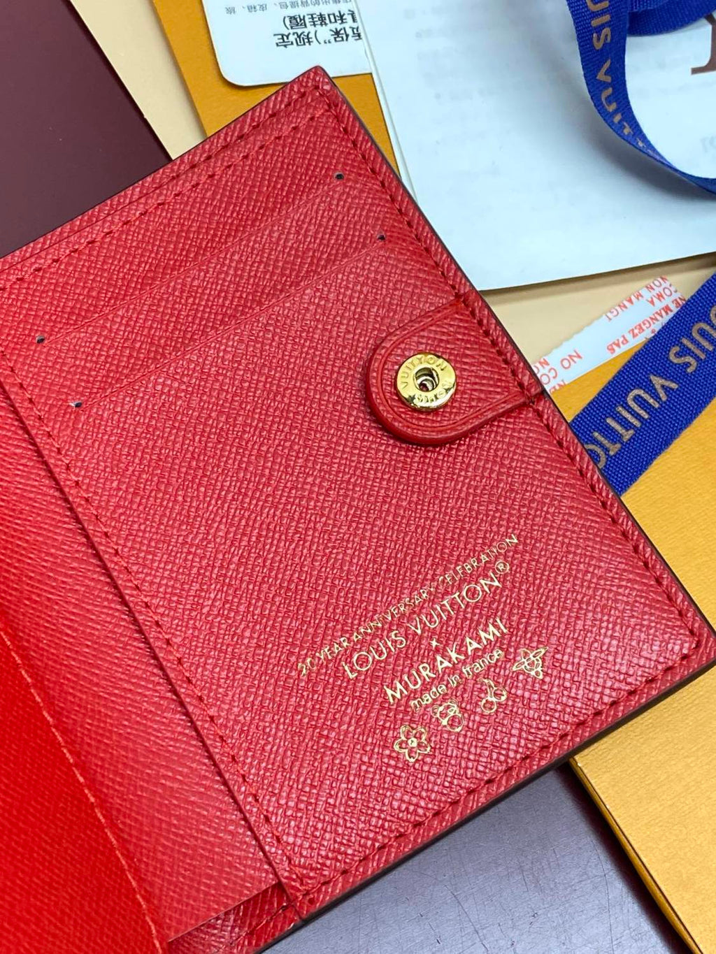 Louis Vuitton LV x TM LISA Women's Brown Letter Print Cherry Pattern Leather Wallet Bag Bags #77596