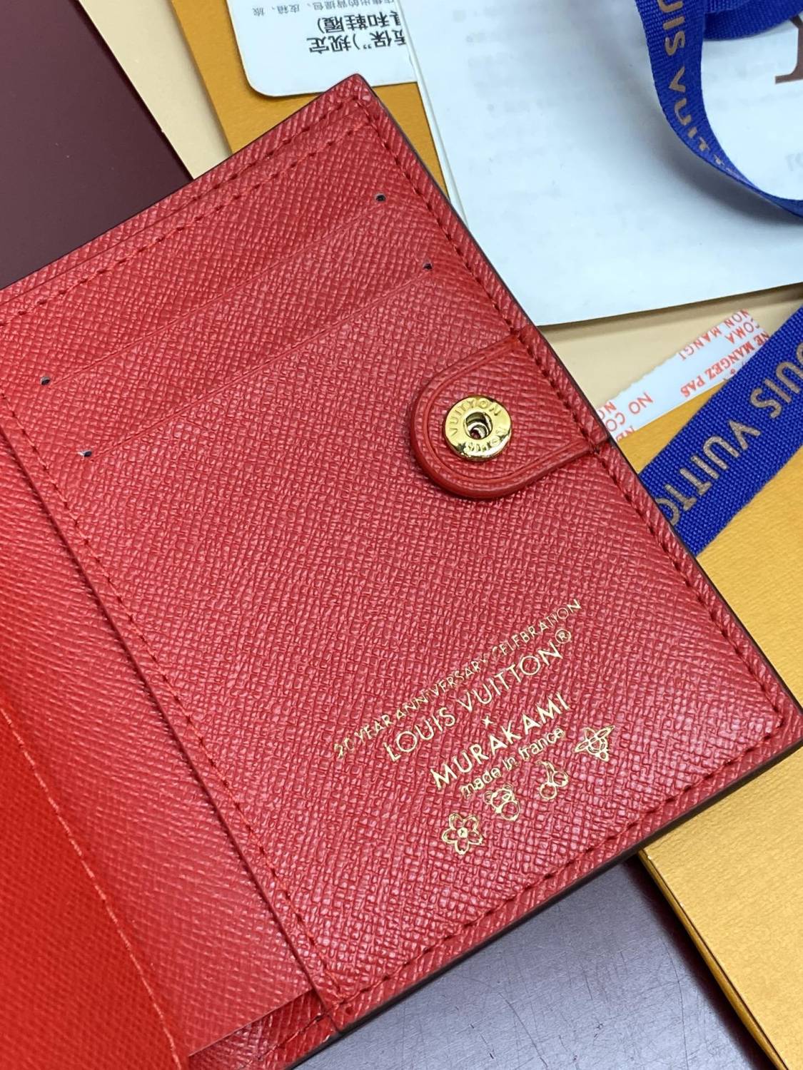 Louis Vuitton LV x TM LISA Women's Brown Letter Print Cherry Pattern Leather Wallet Bag Bags #77596