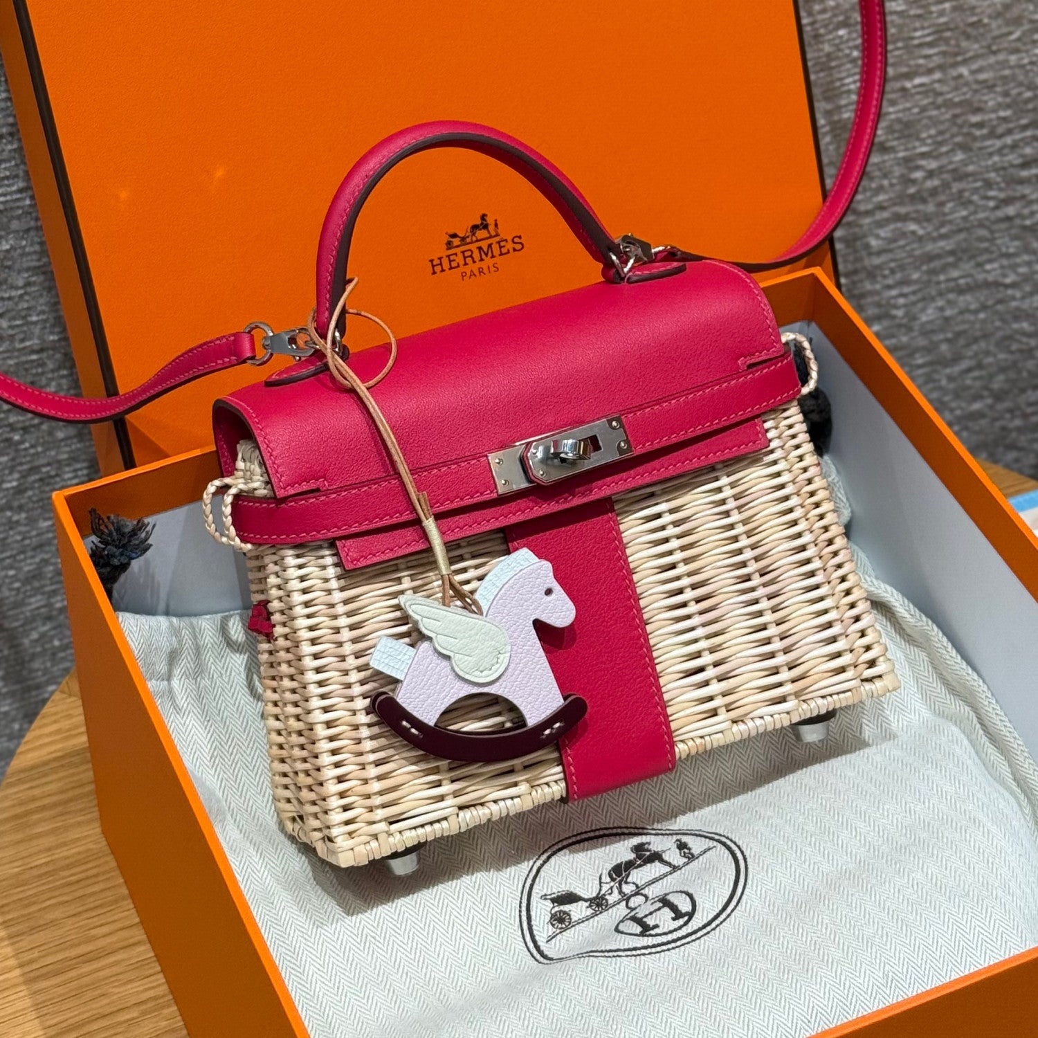Hermes Women's Classic Fashion Silver Buckle Leather Wicker Handbag Crossbody Bag Shoulder Bag Bags #78424