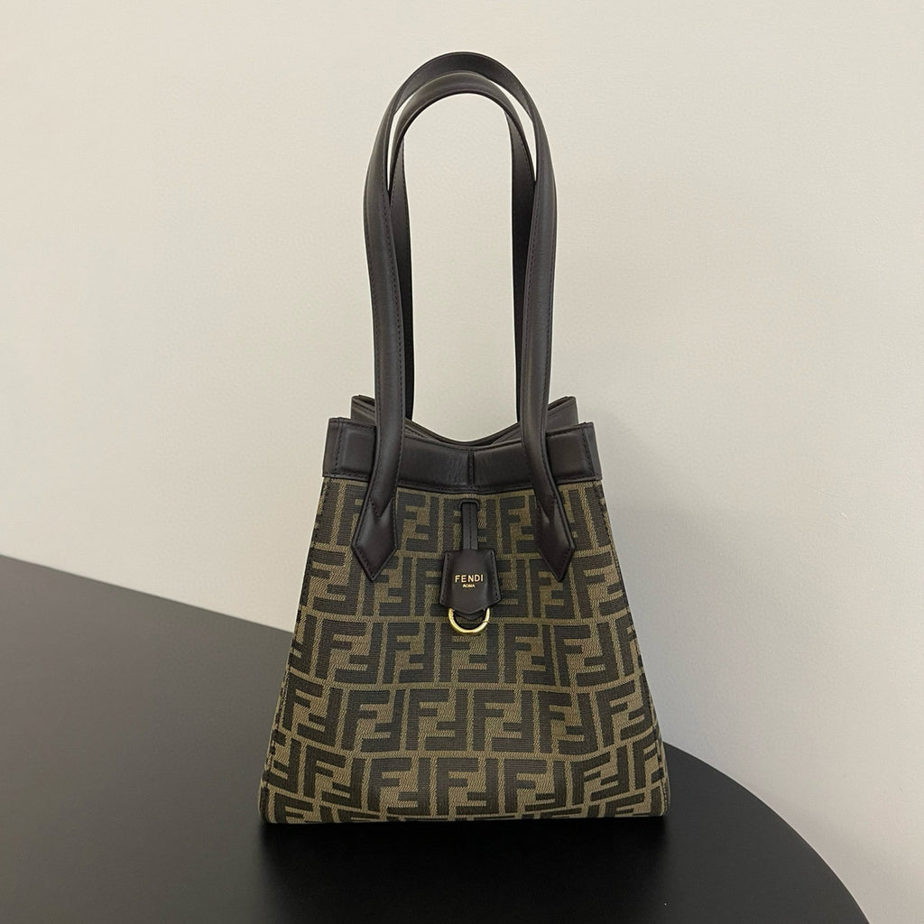 Fendi Origami Medium Handbag Brown FF Jacquard Fabric Handbag Women's Luxury Trend Clutch Temperament Fashion Bag Bags 8BS083AFPMF1GL7  #81635
