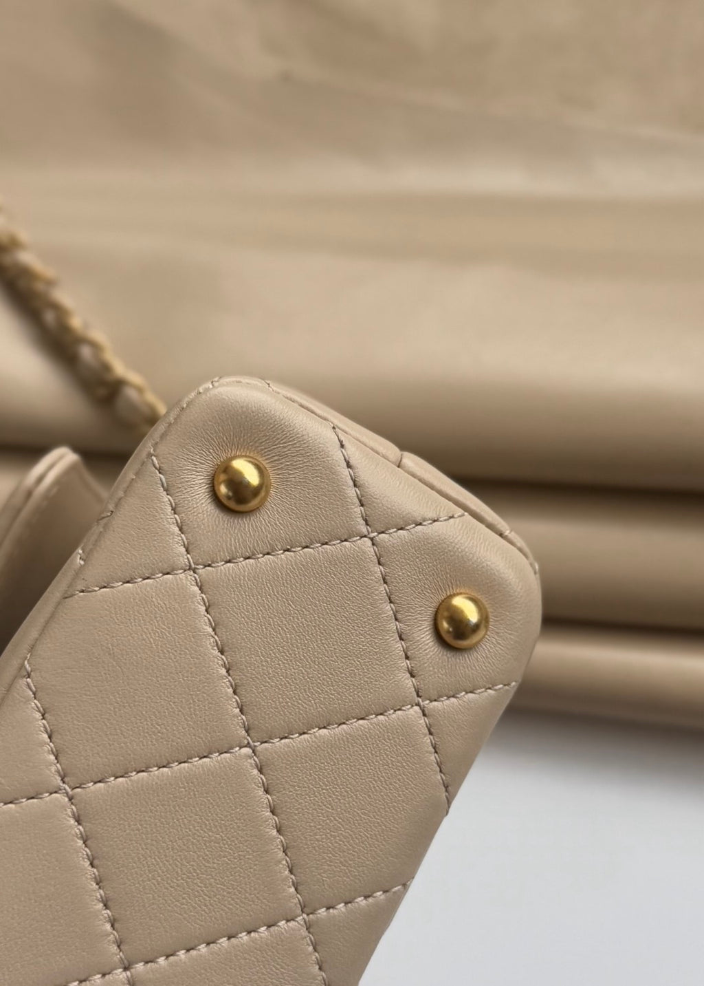 Chanel Women's Horizontal Trumpet Apricot Kelly Bag Lambskin Apricot Antique Gold Buckle Shoulder Crossbody Handbag #332359