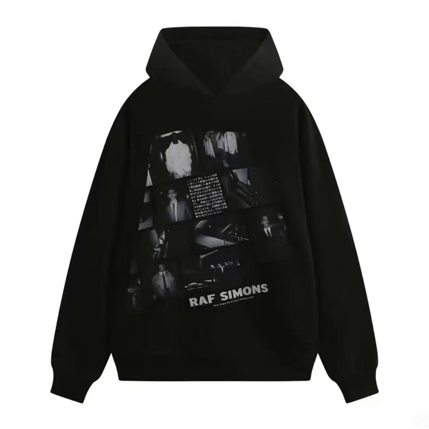 Raf Simons Men's Autumn And Winter Portrait Letter Print Os Loose Washed Sweatshirt Vibe Wind Hoodie High Street Trend Hooded Sweatshirt Ngvp #2459