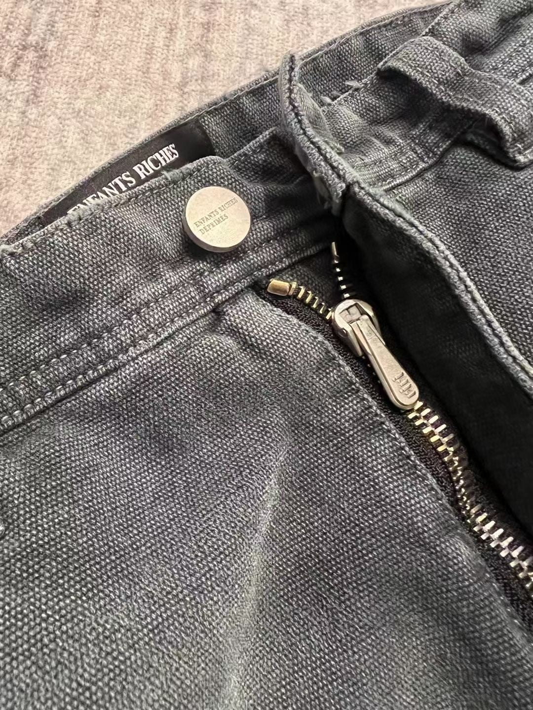 Enfants Riches Deprimes Men's Women's Four Seasons Solid Color Zipper Mid Waist Fitted Washed Workwear Jeans Long Pants Ngvp #7988