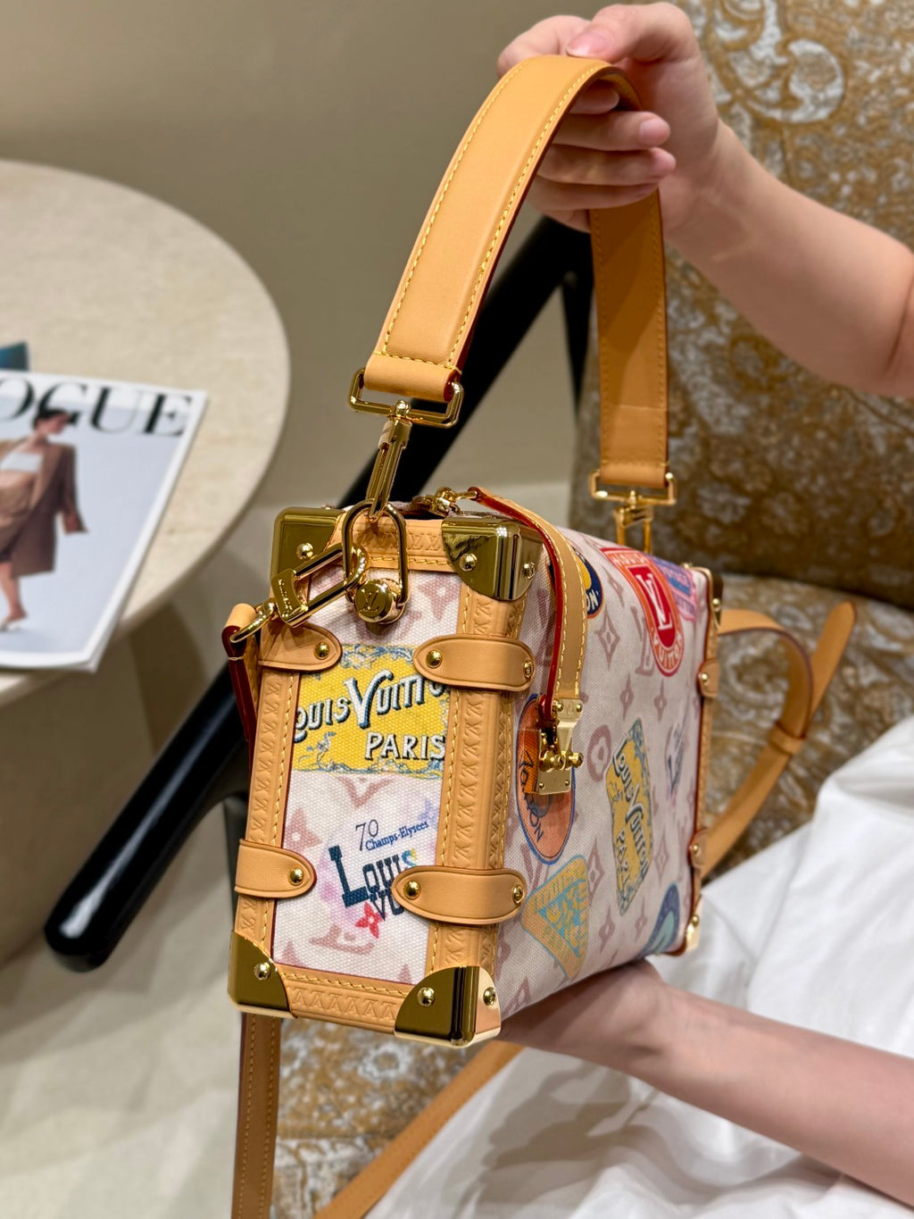 Louis Vuitton Side Trunk Women's Flight Mode Vintage Iconic Monogrammed Coated Canvas Shoulder Crossbody Tote Bag Bags #76936