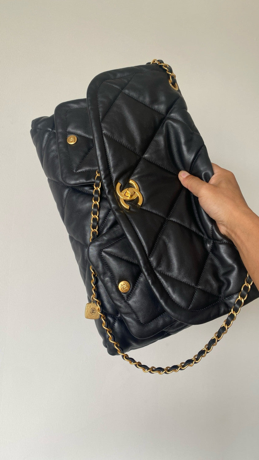 Chanel Women's Fashion Classic Solid Color Double Pocket Flap Bag Chain Shoulder Tote Bag Bags #79115