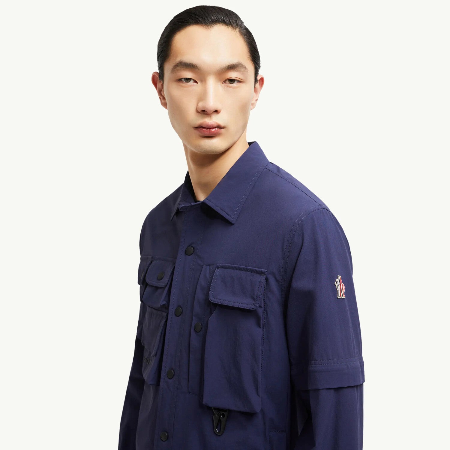 Moncler Men's Spring/Fall Casual Single-Breasted Solid Color Multi Pocket Detachable Sleeve Workwear Jacket #78895