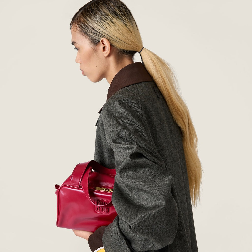 MiuMiu Leather Handbag Soft Clutch Signature Square Bag Fashionable Trendy Casual Bags 5bb182_2ier_f0046_v_moo #82284A