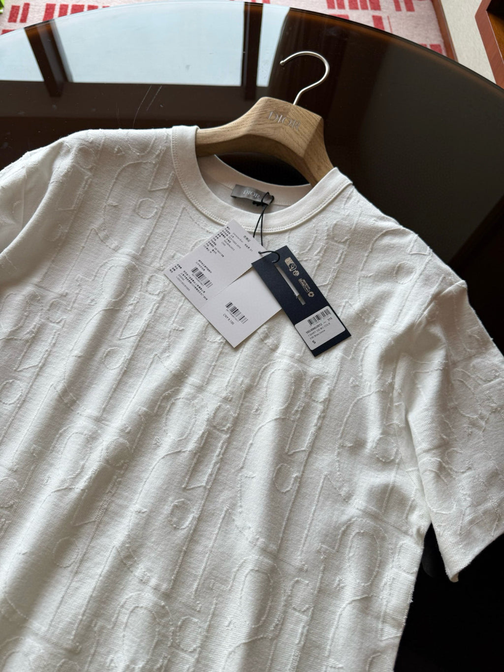 Dior Men's Summer Solid Colour Cotton Loose Plain Knit Printed Short Sleeve T-Shirt #76976