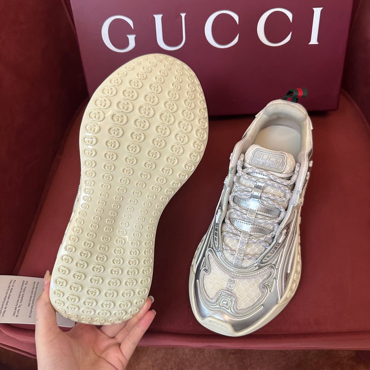 Gucci cub3d Men's And Women's Solid Color Round Toe Lace-up Mesh Fabric Thick Sole Sneakers Shoes #77529
