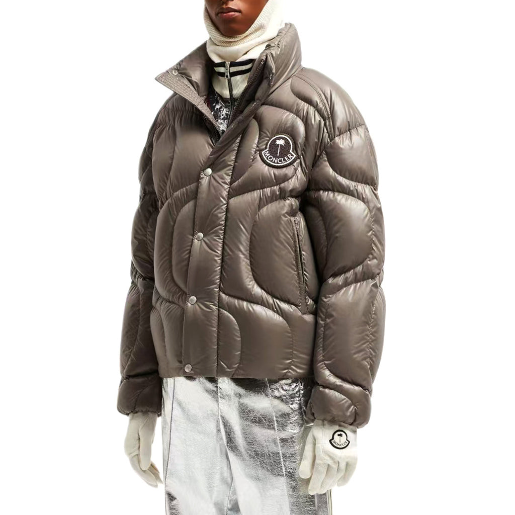 Moncler x Palm Angel  Men's And Women's Winter Fashion Casual Solid Color Zipper Single Button Windproof White Goose Down Jacket Cotton Coat Jacket #79142