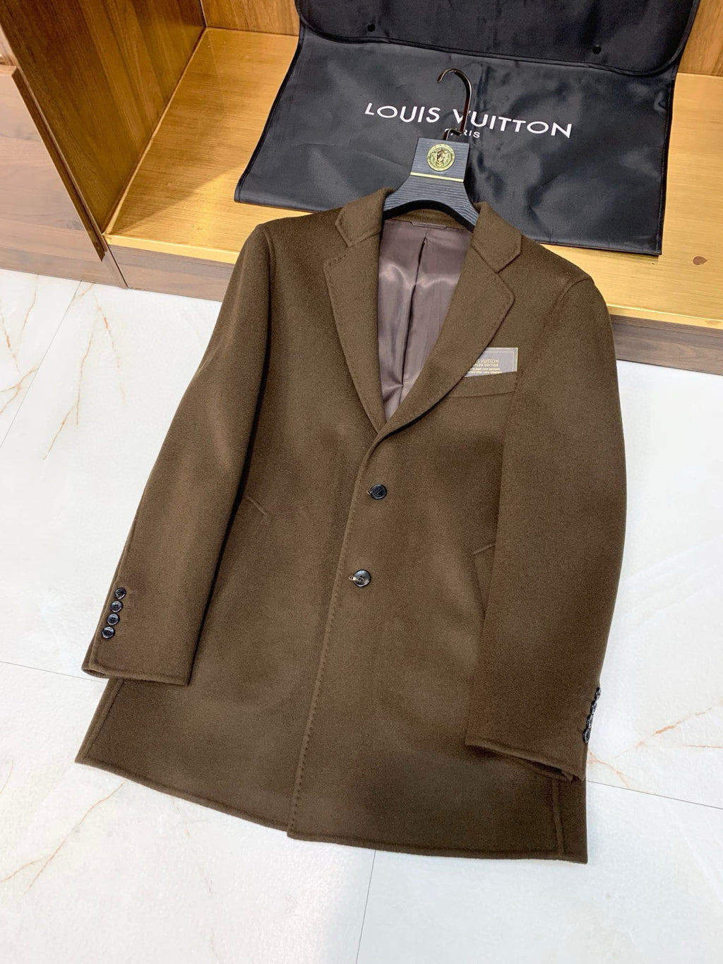 Louis Vuitton Men's Mid Length Winter Double Faced Wool And Cashmere Single Breasted Coat Jacket #97696