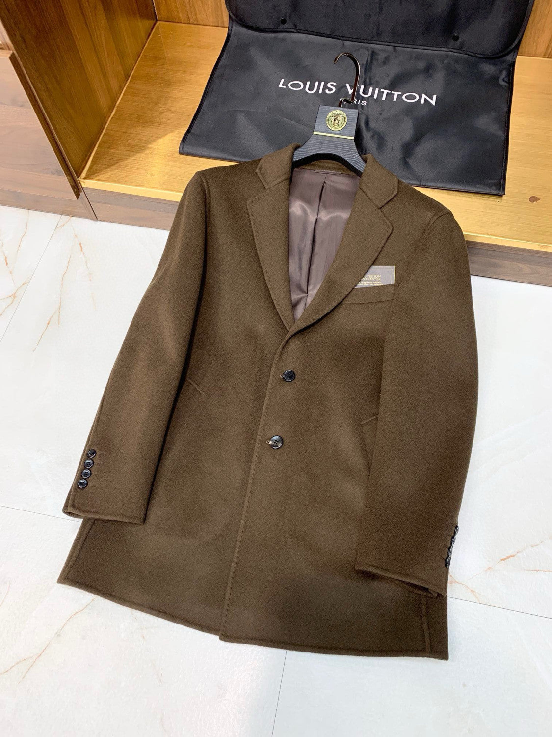 Louis Vuitton Men's Mid Length Winter Double Faced Wool And Cashmere Single Breasted Coat Jacket #97696