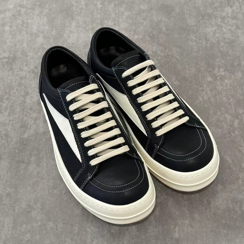 Rick Owens Men's And Women's Spring/Fall Fashion Casual Round Toe Lace Up Color Block Flat Low Top Sneakers Shoes #79449