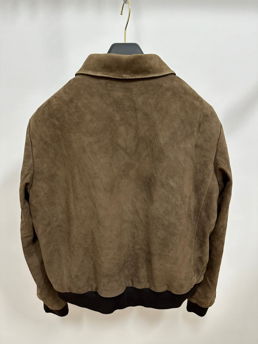 Louis Vuitton Men's Fall and WinterBrown Letter Zipper Lapel Cowhide LeatherCasual Pilot Long Sleeve Jacket #74398
