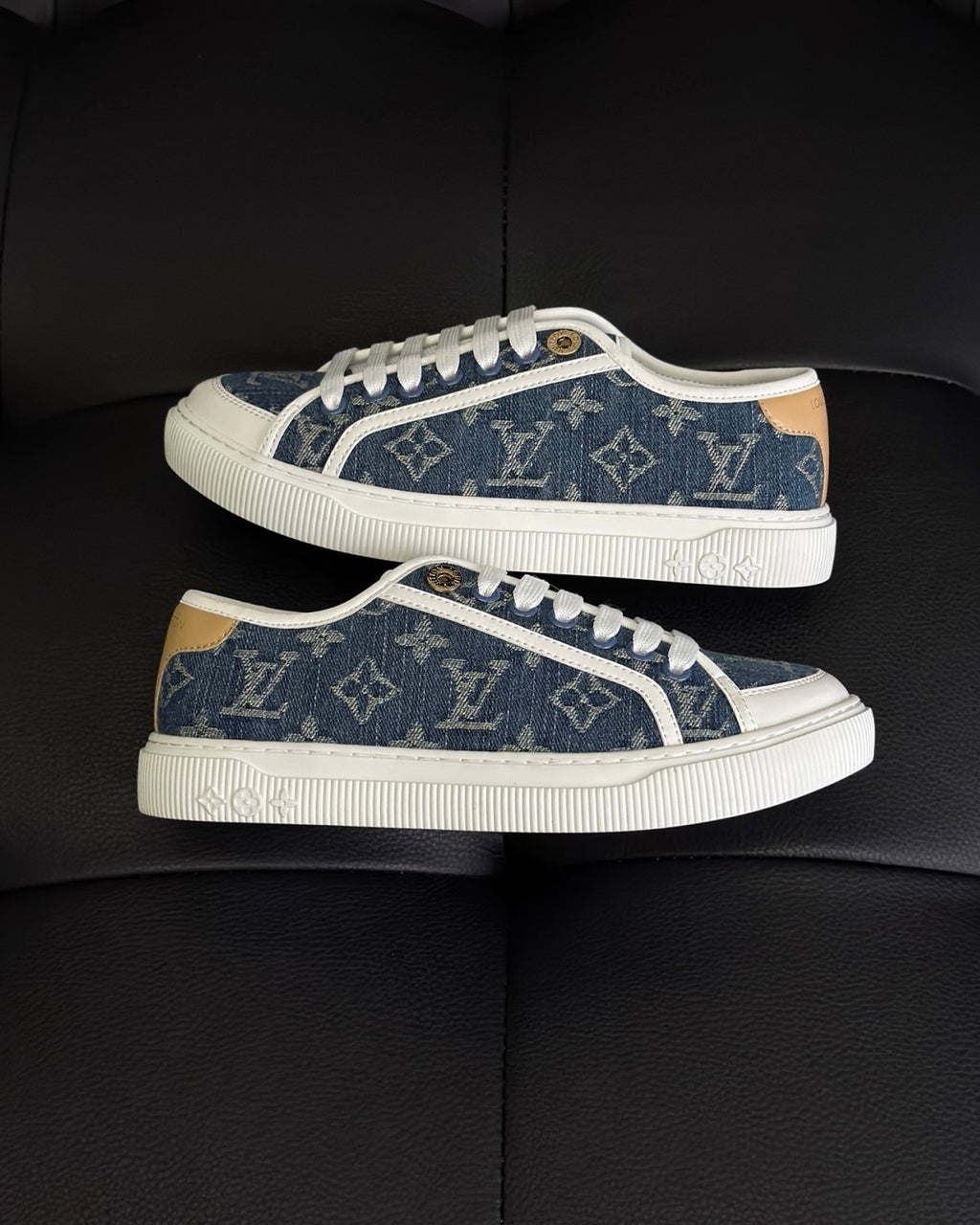 Louis Vuitton LV Lagoon Men's And Women's Solid Color Letter Print Lace-up Low-top Denim Sneakers Shoes #76513