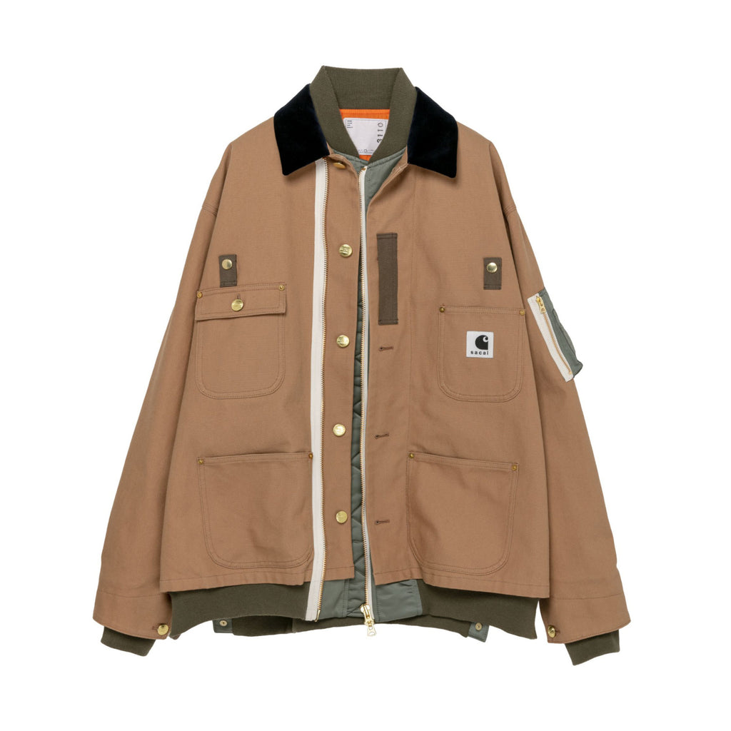 Sacai Carhartt WIP Canvas x MA-1 Jacket Michigan Men's Fall And Winter Loose Casual Fake Two Pieces Splicing Jacket #96979