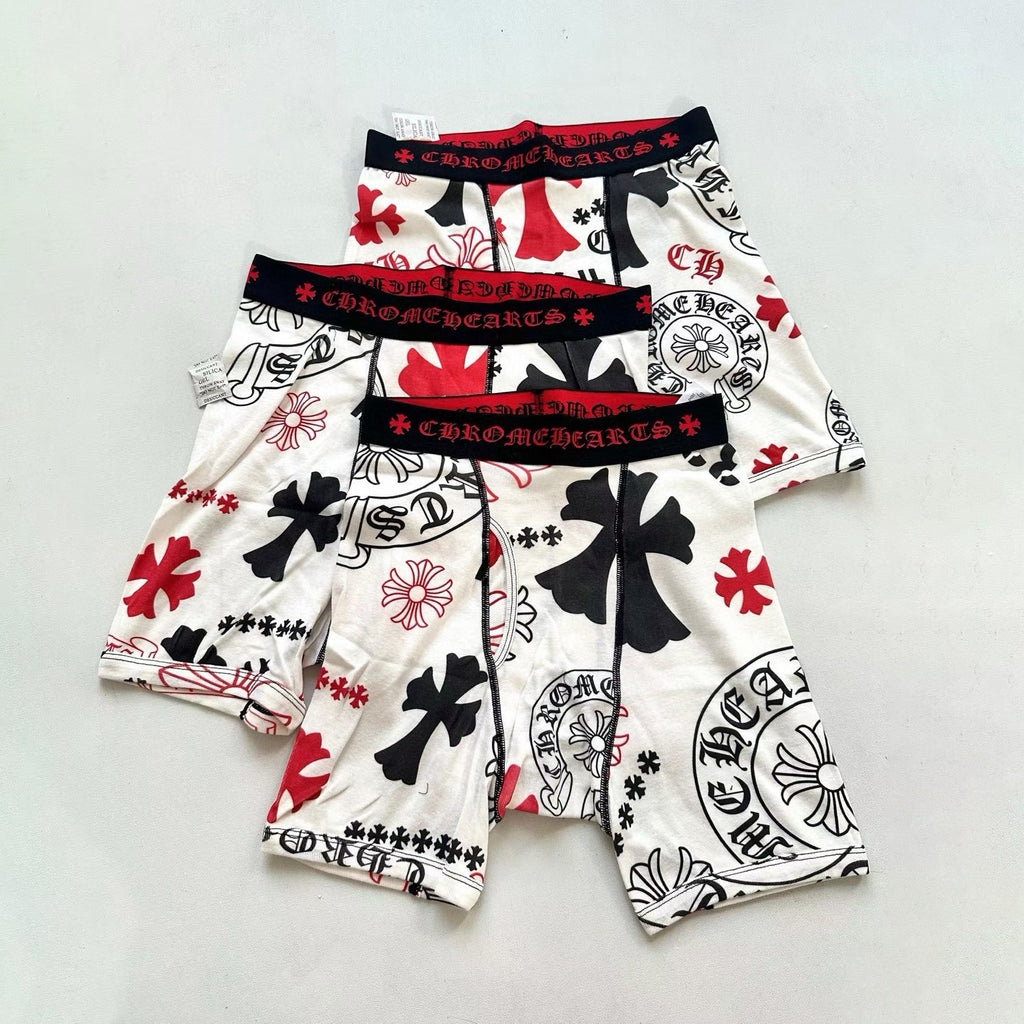 NlGO Chrome Hearts Men's Fashion Casual Logo Print Waistband Stretch Boxer Briefs Underwear #78541