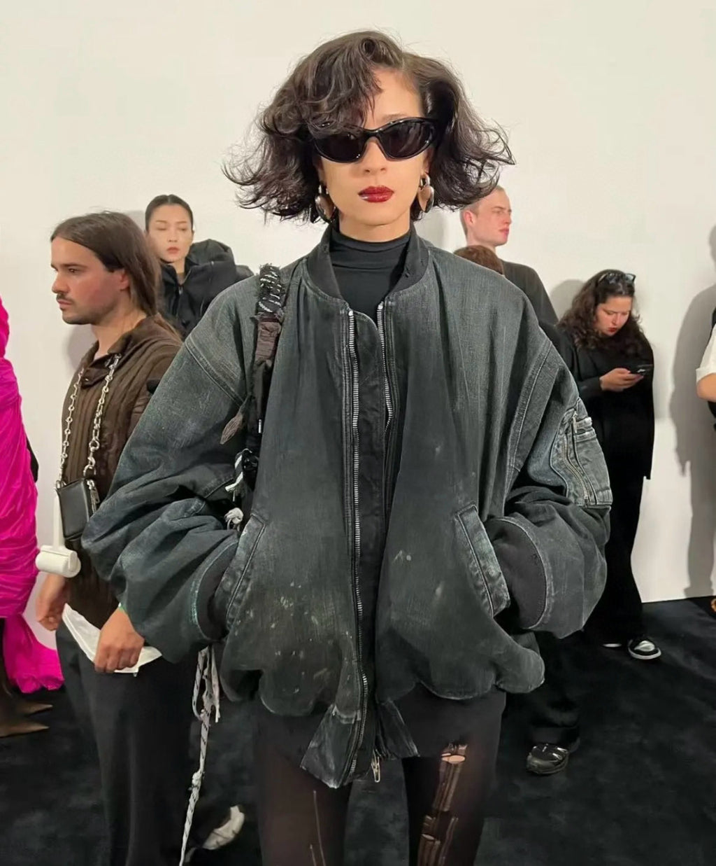 Balenciaga Men's Women's Spring And Autumn Washed And Old Loose Cotton Hole Breaking Long Sleeve Blue Bomber Jacket Ngvp #9848