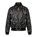 Louis Vuitton Men's Fall And Winter Black Full Print Pattern Lapel Zipper Long Sleeve Jacket #73431