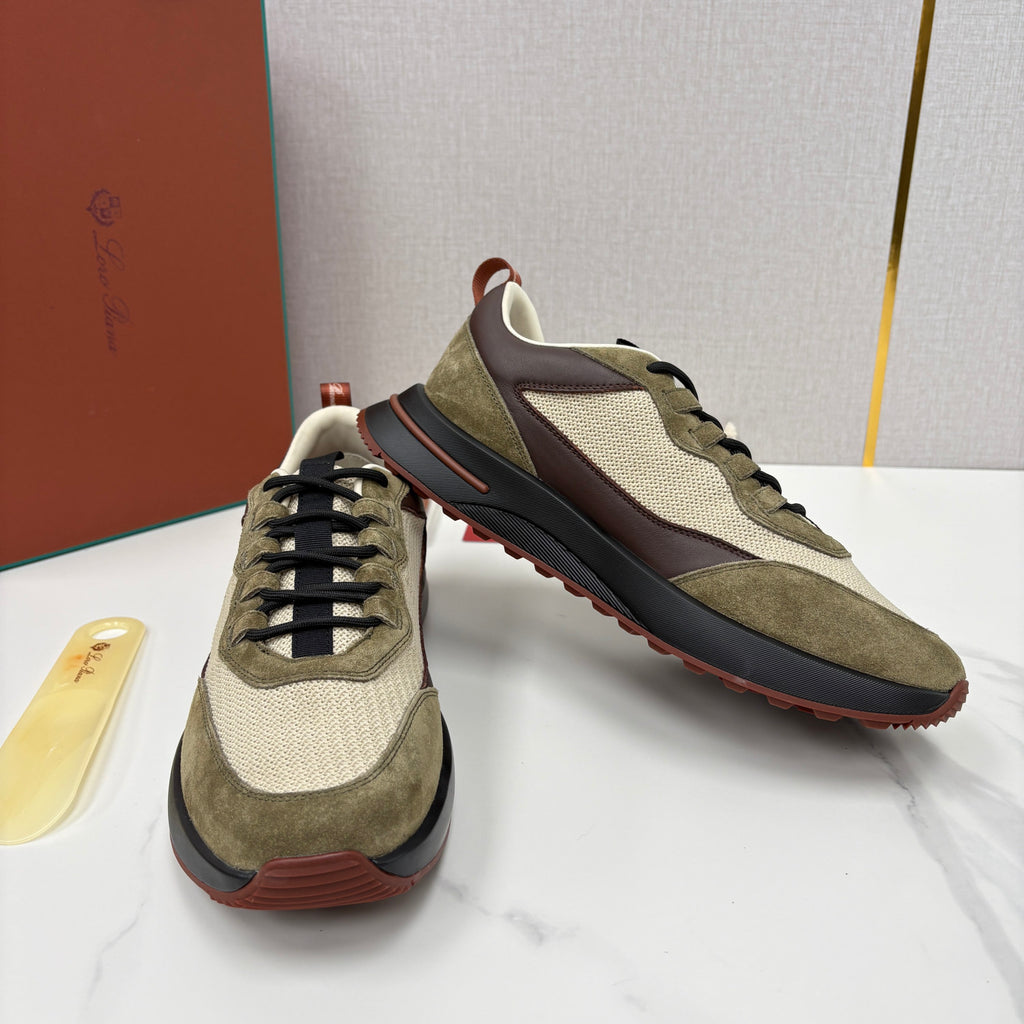 Loro Piana Week End Walk Mesh Cowhide Suede Casual Sneakers #381648