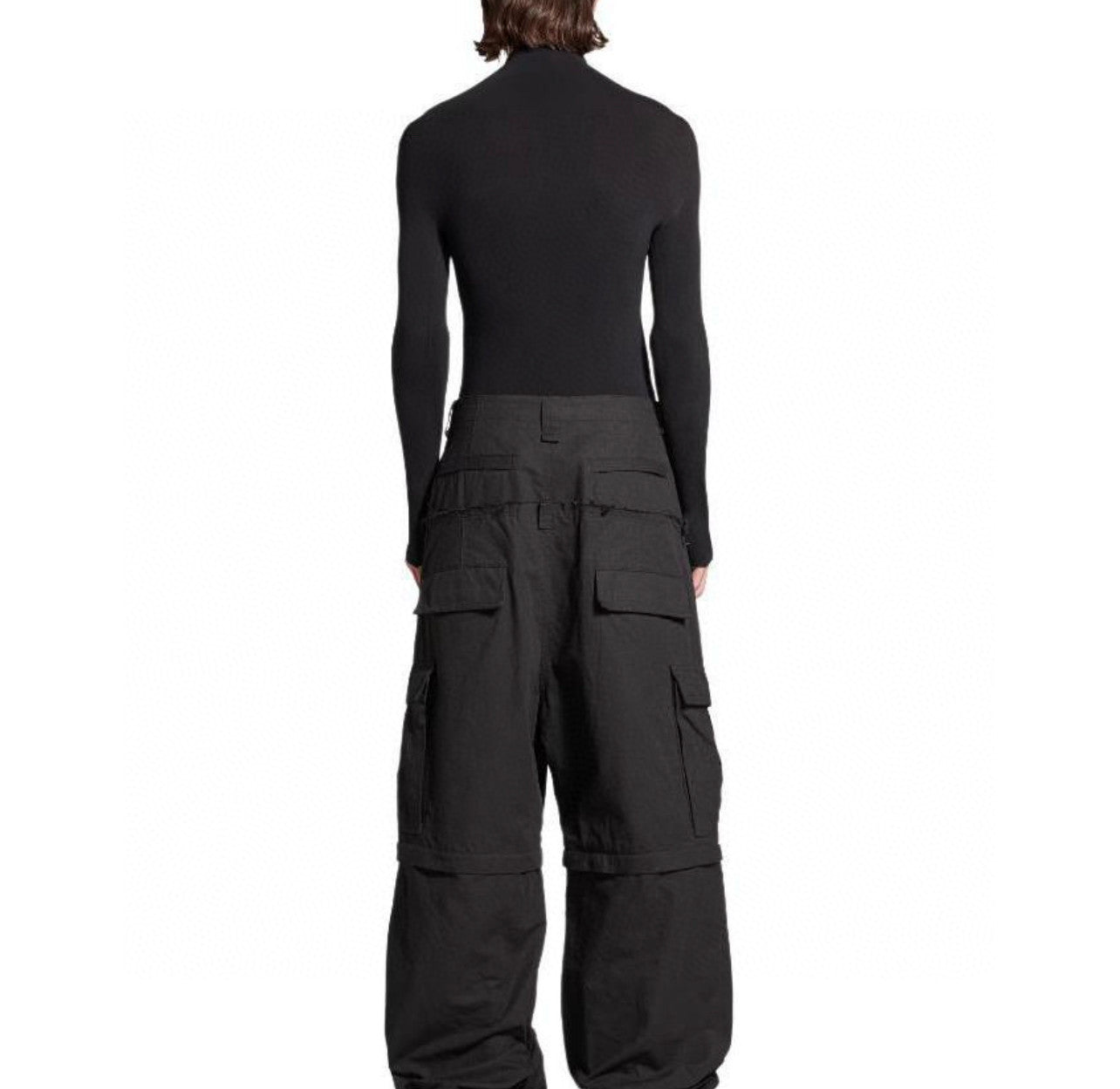 Balenciaga Men's and Women's Spring/Autumn Solid Colour Loose-Fit Wide-Leg Patchwork Work Trousers Pants #77959
