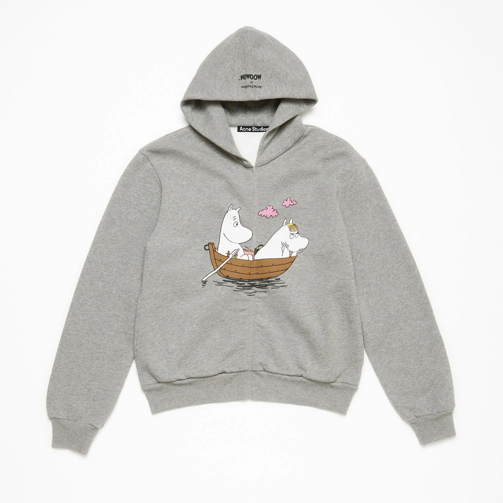 Acne Studios X Moomin Artist Tove Jansson Cartoon Print Fashion Trend Gray Hooded Zipper Sweatshirt  Fall Winter Ngvp #2653