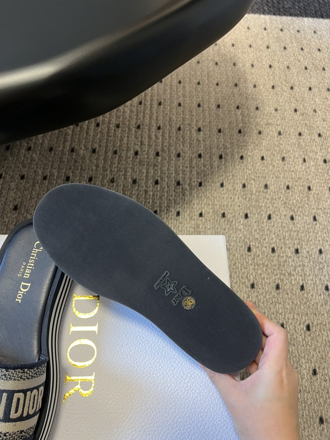 Dior Women's Alphabet Printed Round Head Colorblocking Thick Bottom One Slipper Sandals Shoes #76299