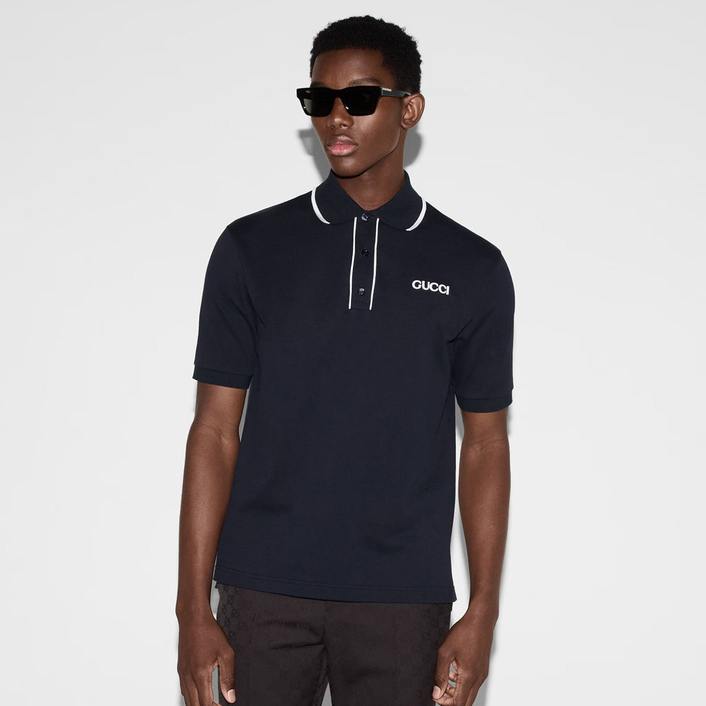 Gucci Men's Summer Solid Colour Logo Printed Stripe Polo Neck Short Sleeve T-Shirt #76733