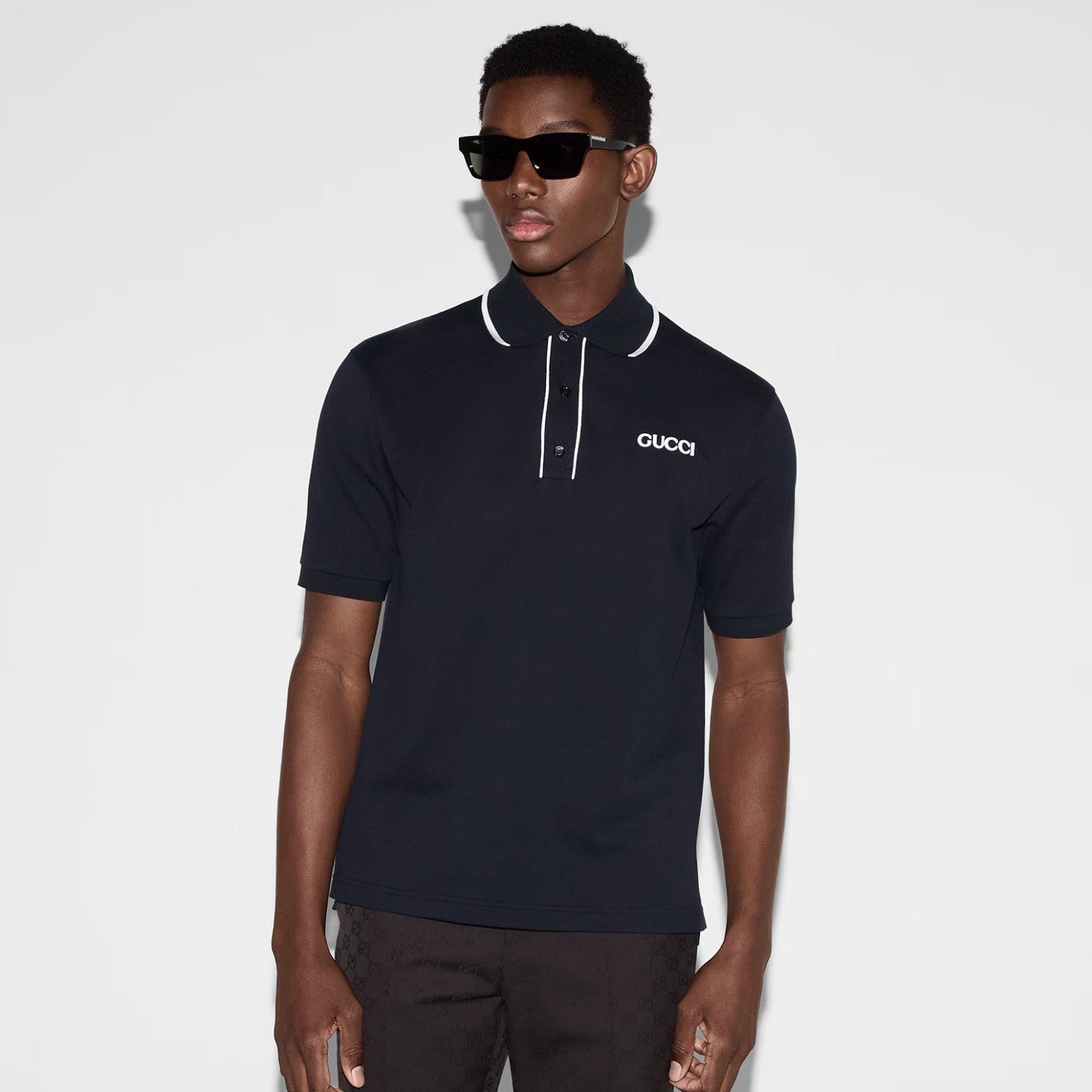 Gucci Men's Summer Solid Colour Logo Printed Stripe Polo Neck Short Sleeve T-Shirt #76733