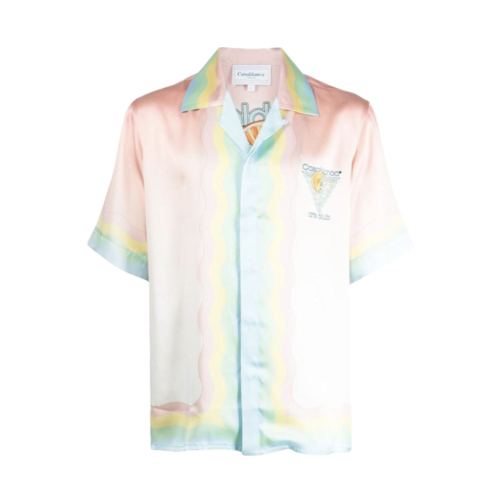 Casablanca Men's Summer Gradient Pattern Printed Single-Button Short-Sleeved Shirt and Casual Shorts Set Suit #77745