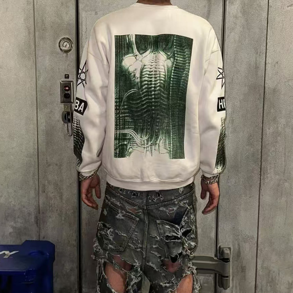 HOOD BY AIR Beige Spine Padded Hoodie Men And Women Loose Spring And Summer Fashion High Street Single Long-sleeved Bottoming T-shirt Pullover Sweatshirt Ngvp #1119